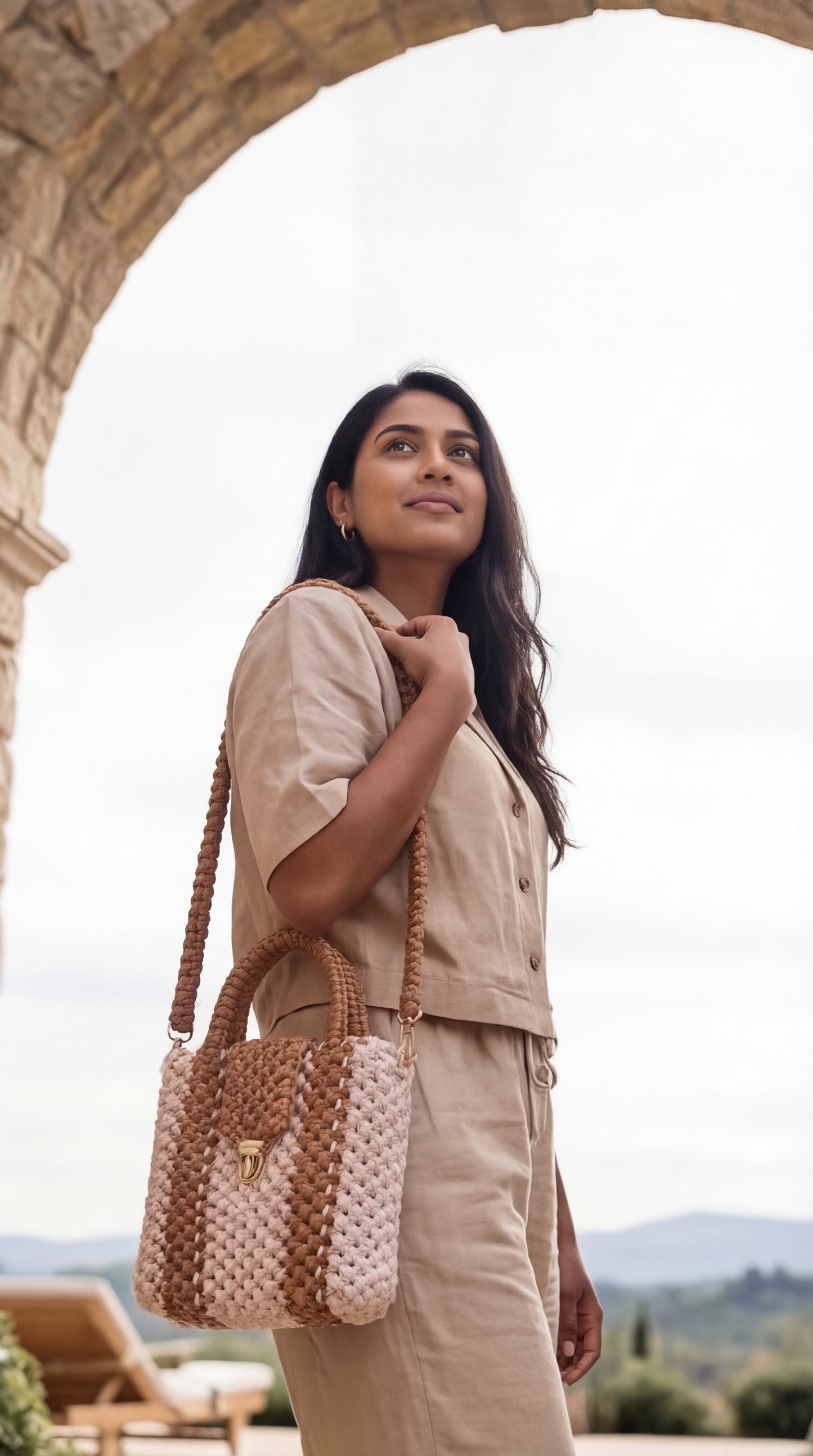 Rustic Stripe Luxe Sling Tote