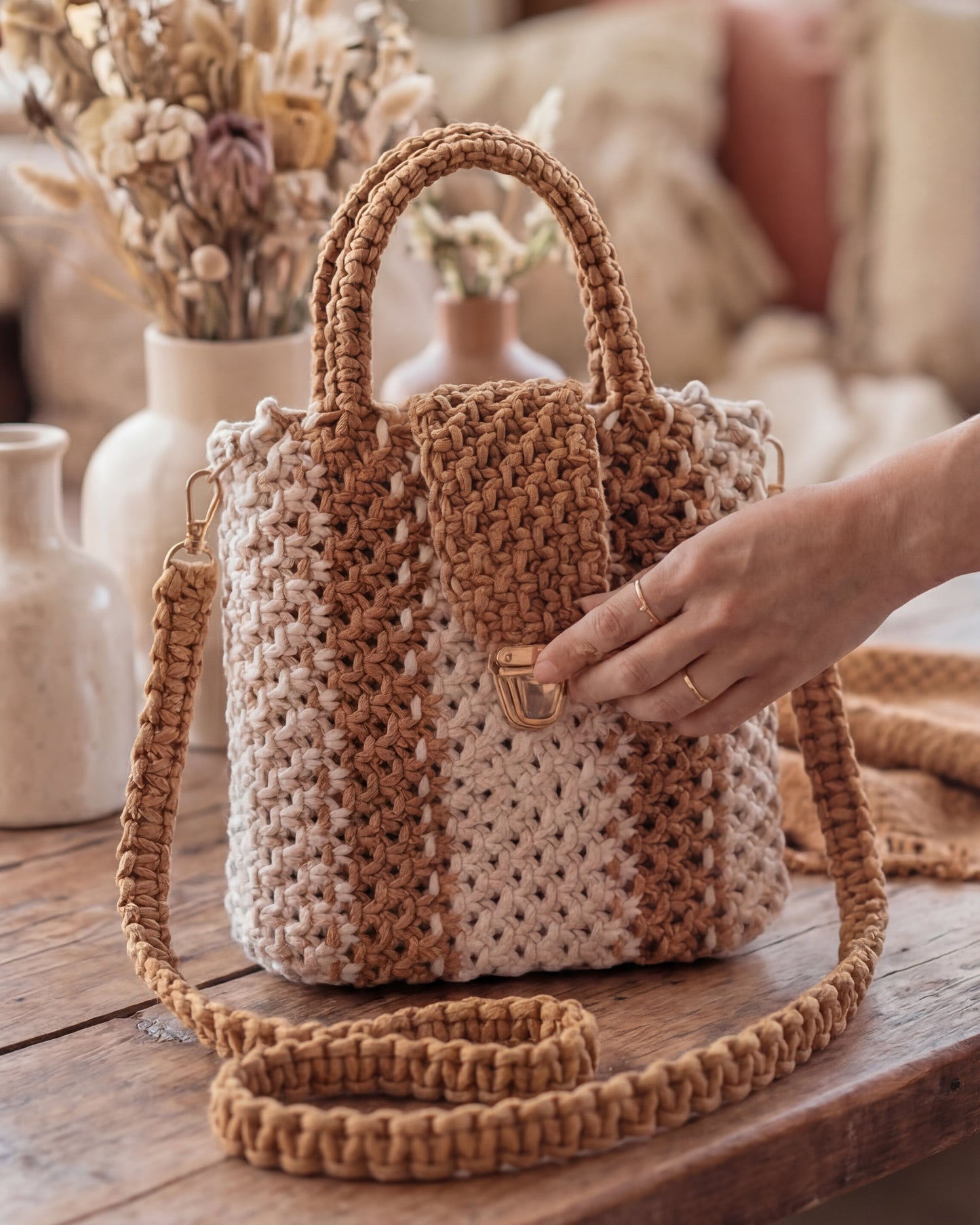 Rustic Stripe Luxe Sling Tote