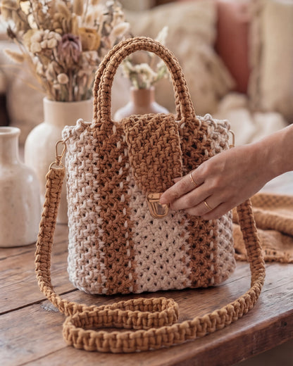 Rustic Stripe Luxe Sling Tote