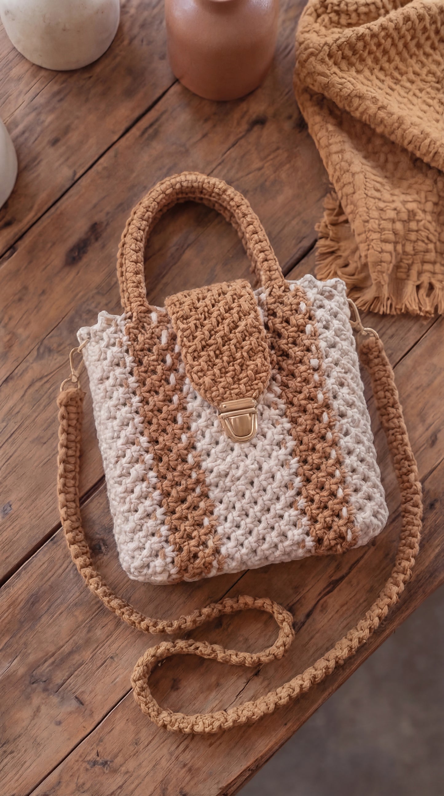 Rustic Stripe Luxe Sling Tote